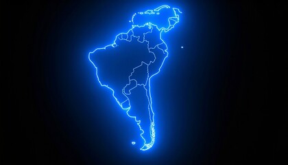 3D map bordered with neon blue light