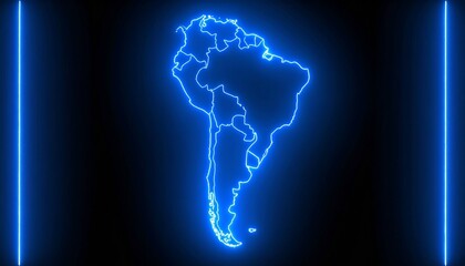 3D map bordered with neon blue light