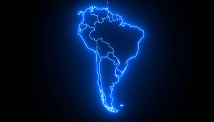 3D map bordered with neon blue light