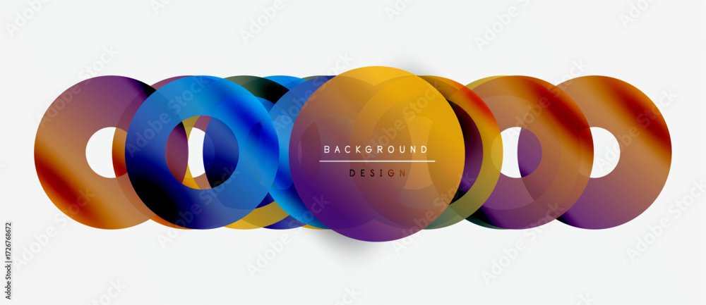 Poster abstract colorful overlapping circles create dynamic background. modern design elements suggest flui