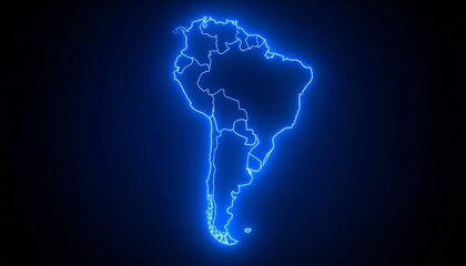 3D map bordered with neon blue light