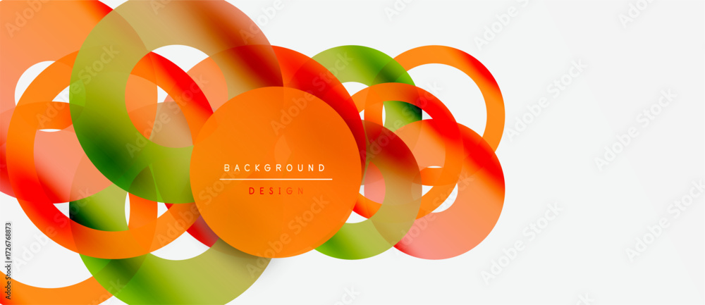 Poster abstract vector illustration. overlapping circles create dynamic composition. orange, green hues dom