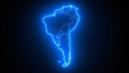 3D map bordered with neon blue light