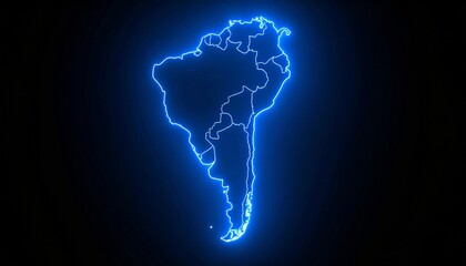 3D map bordered with neon blue light