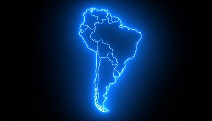 3D map bordered with neon blue light
