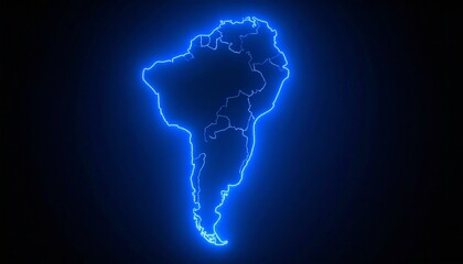 3D map bordered with neon blue light