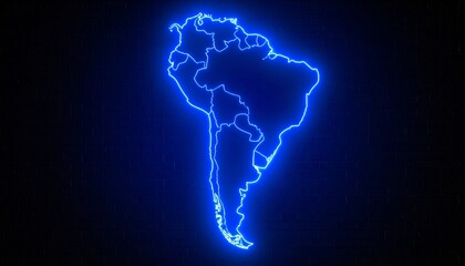3D map bordered with neon blue light