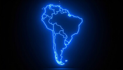 3D map bordered with neon blue light