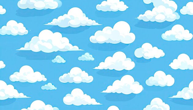 Cartoon clouds in a vibrant blue sky