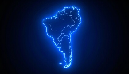 3D map bordered with neon blue light