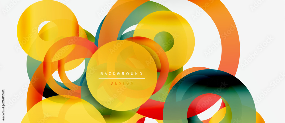 Poster abstract colorful shapes overlap, creating dynamic modern background. smooth gradients, vibrant hues