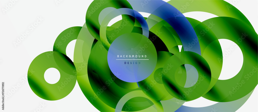 Poster abstract fluid shapes, vibrant green, blue gradients. modern design elements create dynamic composit
