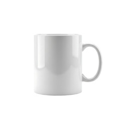 Clean white ceramic mug with handle isolated on for design and mockup