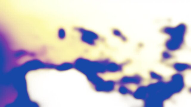 Graphic animation with dark blue, blurred spots or clouds on a light yellow background.