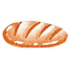 bread isolated on white background. simple bread watercolor illustration hand drawn