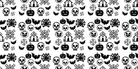 Seamless Halloween pattern with ghosts stars and bats, Halloween seamless pattern with pumpkins. Ghost's Halloween seamless pattern