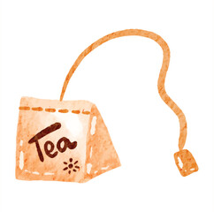 simple tea bag watercolor illustration hand drawn