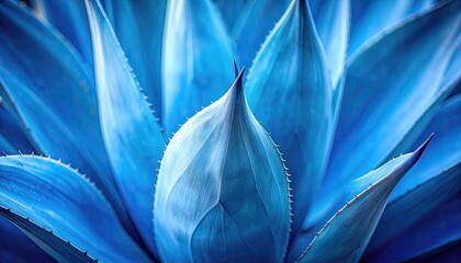 Vibrant blue agave leaves close-up