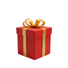 Obraz premium Classic Red Gift Box with a Gold Bow for Christmas or Valentine's Day