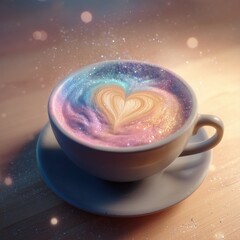 Magical Latte Cup with Heart Foam Art
