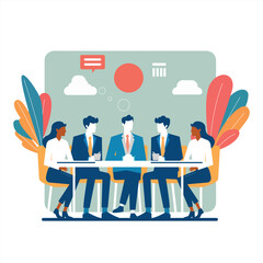 Professional Team Discussion and Partnership in Corporate Office Vector