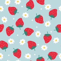 Cute Strawberry and Daisy Pattern