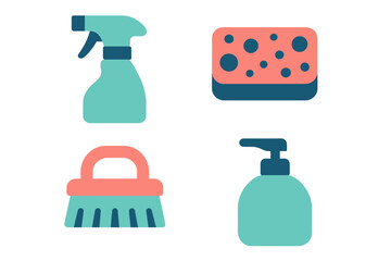 Comprehensive collection of essential cleaning tools and household supplies for maintaining a tidy and hygienic home environment