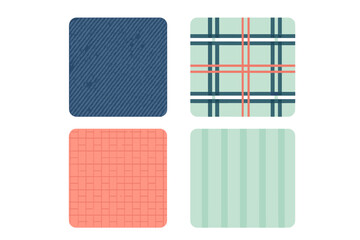 Modern seamless geometric patterns set with diverse textures, including diagonal lines, plaid, stripes, and grid designs in various colors
