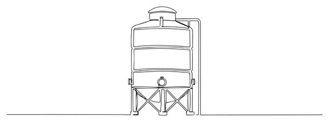 Minimalist outline grain silo storage tank – modern agricultural facility vector icon