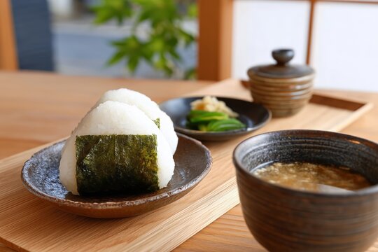 rice ball onigiri on a plate