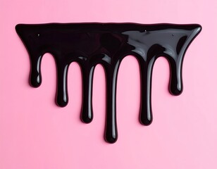 Black dripping liquid on pink