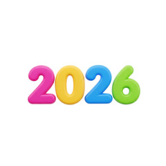 Vibrant colorful 3d numbers 2026 shiny textured festive celebration future year concept