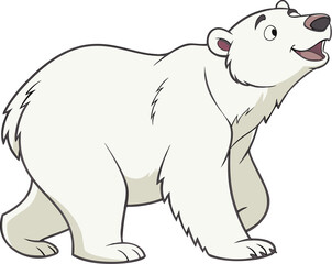 Fototapeta premium Cartoon polar bear illustration isolated on a white background. Happy polar bear character design. Funny cute animal vector drawing for children book, arctic animal, north pole.