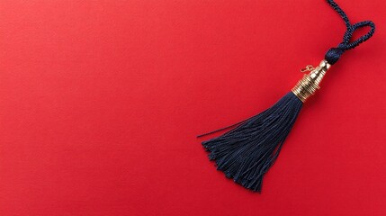 A graduation cap with a tassel, isolated on a solid red background. event programs