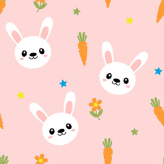Obraz premium Sweet Bunny & Carrot Pattern