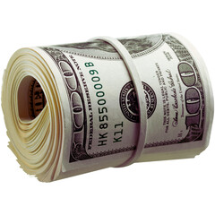 Rolled up stack of us hundred dollar bills