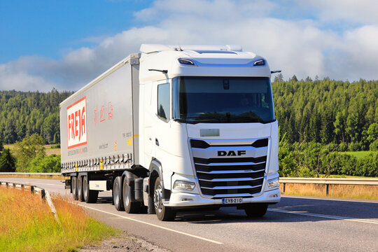 New White DAF XG 480 Truck Semi-Trailer on Road