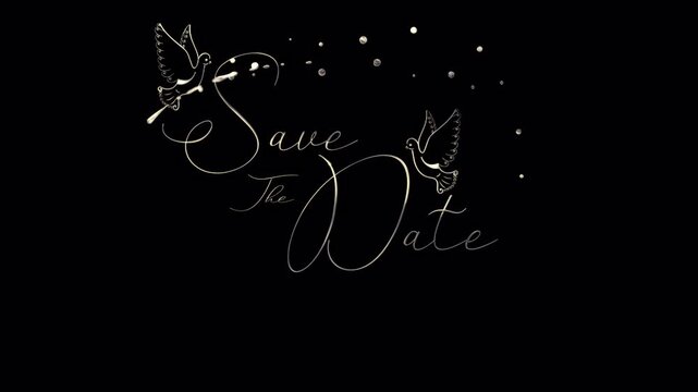 save the date with elegant silver script save the date with doves suitable for wedding invitations, announcements or etc