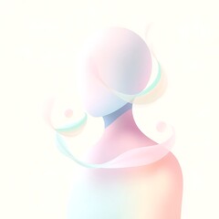 Abstract Figure with Pastel Hues and Circular Accents.