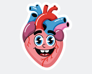 Cute cartoon heart character isolated on white