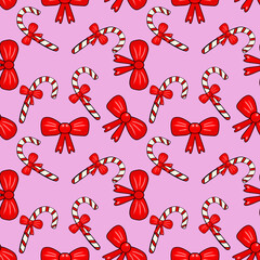 Seamless pattern with red bow