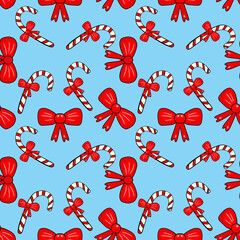 Seamless pattern with red bow