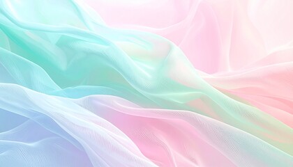 Obraz premium Dreamy pastel waves of flowing fabric create a calming ethereal vibe, perfect for backgrounds, textiles, and artistic designs needing a soft touch