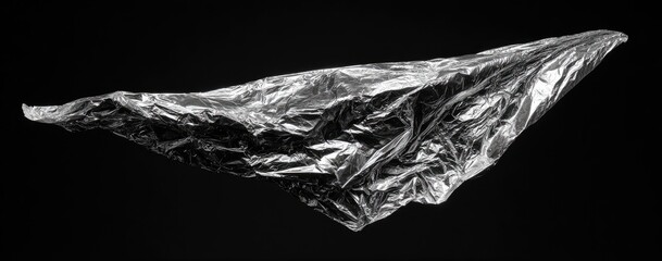 Naklejka premium Crumpled plastic sheet against black background