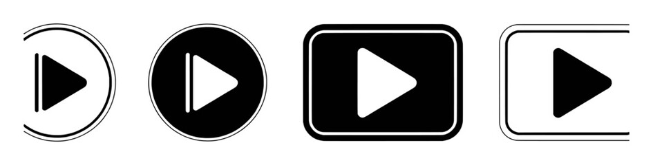 Collection of Play Button Icons in Various Styles and Formats