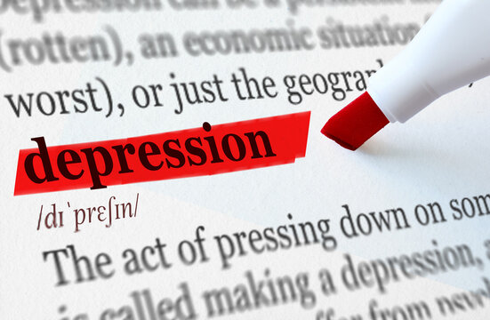 the definition of the word DEPRESSION highlighted in red