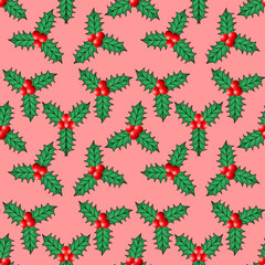 seamless pattern with holly