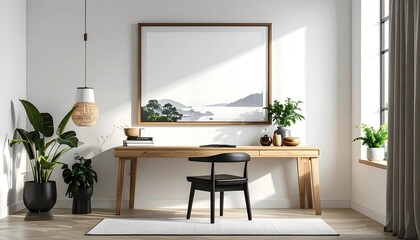 Minimalist workspace with natural elements