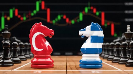 Turkey Greece Chess Game Stock Market Strategy Concept. - Powered by Adobe