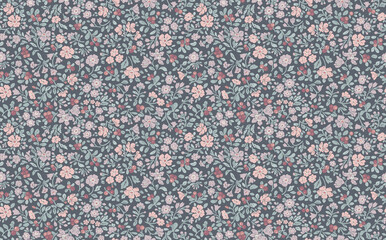 Dark moody floral seamless pattern with vintage ditsy flowers. Cottagecore botanical background for textile and wallpaper. Elegant liberty style flower print for fashion. © Creativezone